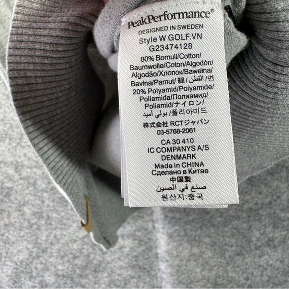 Peak Performance Grey V-neck Casual Style Cotton Women Sweater Size Medium - Picture 6 of 13